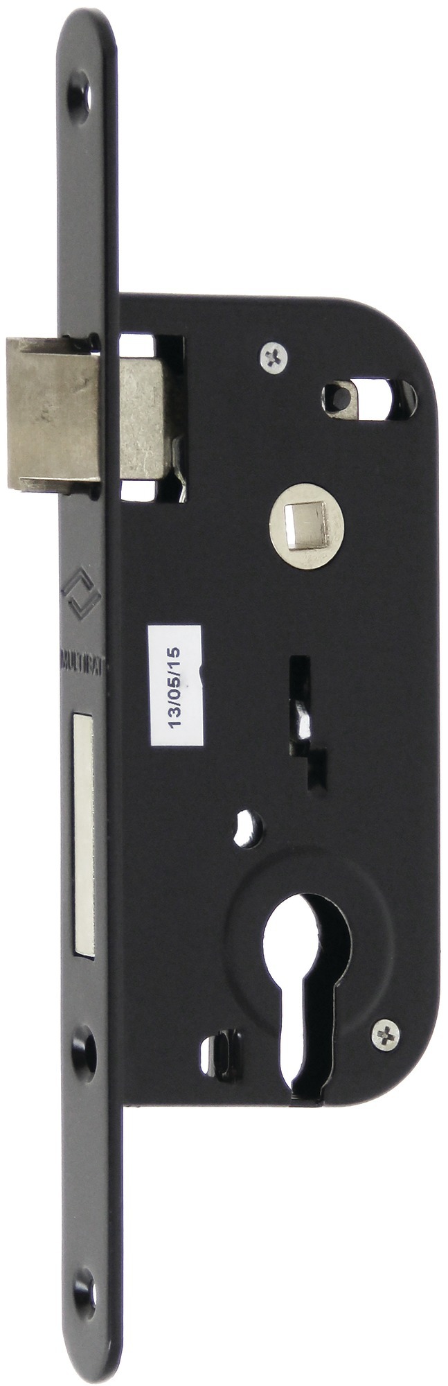 Serrure à larder MULTIBAT à profil européen axe 40 mm finition noir à bout rond sans gâche JPM 218300-02-1J