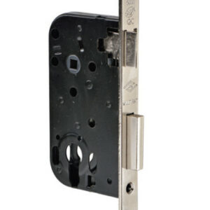 Serrure à larder MULTIBAT à profil européen axe 50 mm finition nickelé à bout rond sans gâche réversible JPM 210000-06-1J