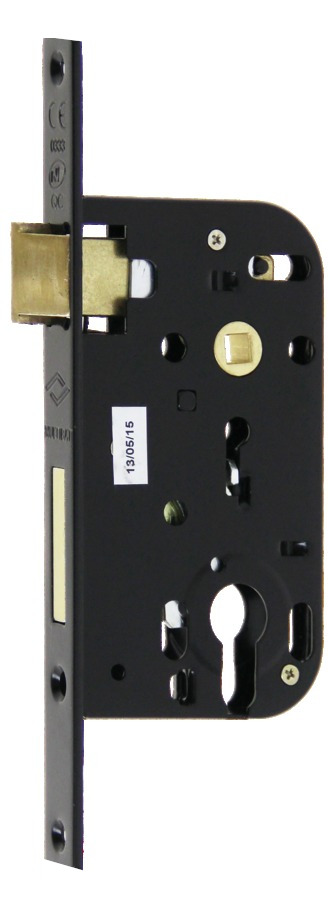 Serrure à larder MULTIBAT à profil européen axe 50 mm finition noir à bout carré sans gâche réversible JPM 210000-01-1J