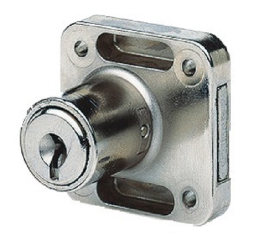 Serrure à paillettes V44 laiton nickelé gauche axe 25 mm zamak moulé VACHETTE 11101000