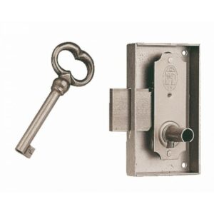 Serrure de bibliothèque 526 largeur 55 mm axe 35 mm droite finition brossé sans clé DEVISMES 3526135