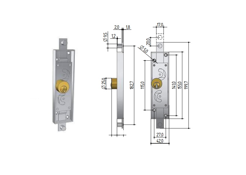 Serrure de porte basculante 6511 PREFER PRE6110.0100