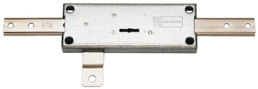 Serrure de rideau métallique 3 points de fermeture central à double panneton zingué MOTTURA 45853
