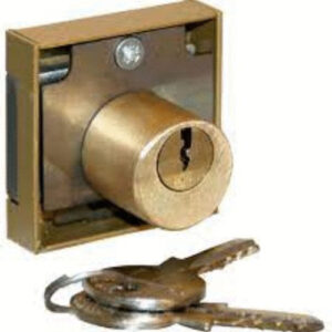 Serrure en applique 3 goupilles 40 x 40 mm cylindre diamètre 22 mm gauche DEVISMES 12154G-bronze