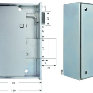 Serrure en applique cylindre 120 mm droite tirant 0308PZW/80 BEVER 88PRE