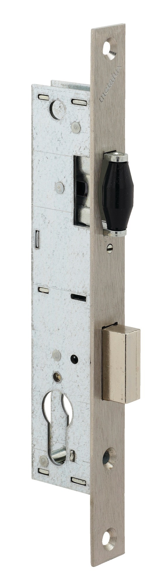Serrure monopoint à larder profil étroit pêne dormant à rouleau série 8 largeur 21 mm METALUX F108210000