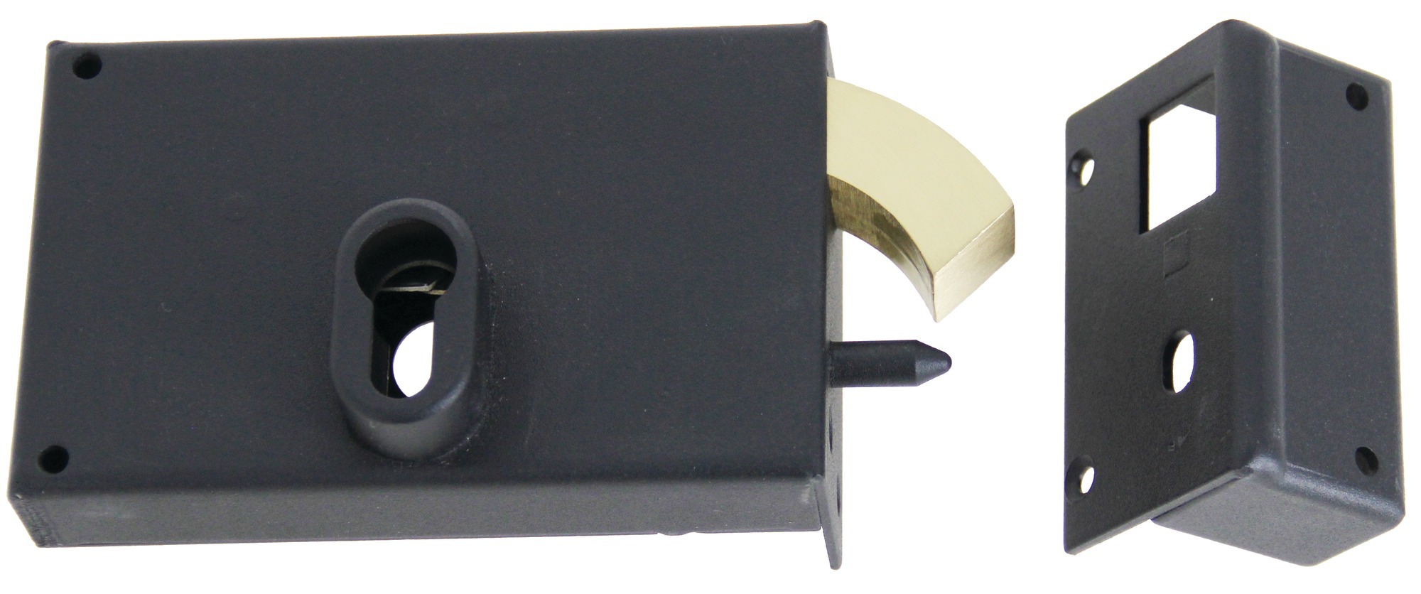 Serrure monopoint en applique à crochet profilé européen horizontale droite finition epoxy noir JPM 384500-01-11