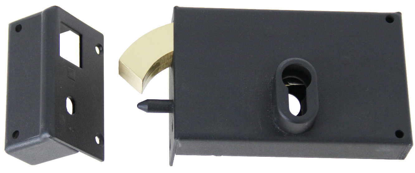Serrure monopoint en applique à crochet profilé européen horizontale gauche finition epoxy noir JPM 384500-01-21