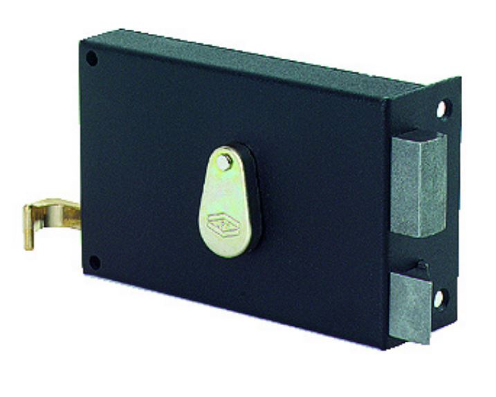 Serrure monopoint en applique horizontale à tirage noire gauche 140 x 88 mm carré 7 mm JPM 124000-01-2Y