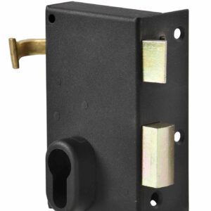 Serrure monopoint en applique verticale à tirage avec gâche 116 x 70 mm époxy noir JPM 127500-01-21