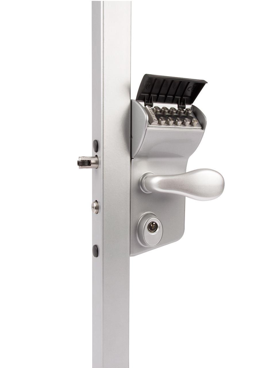 Serrure pour portail battant VINCI tube 40 - 60 mm finition argent LOCINOX LMKQ4040 V2L ZILV