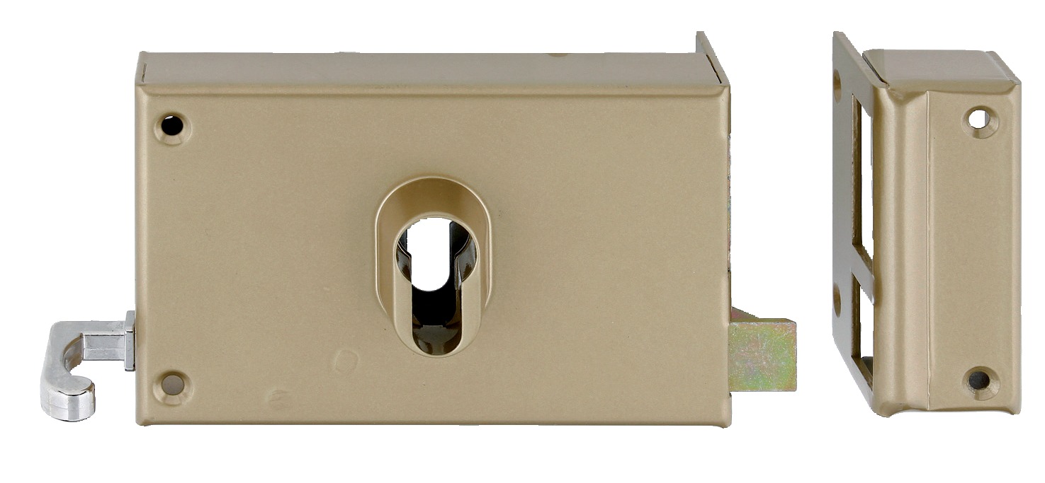 Serrure profil européen horizontale tirant coffre seul 140 x 88 mm or droite HERACLES 86910