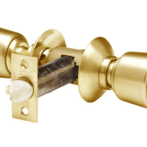 Serrure tubulaire bec de cane à condamnation V60 80 mm Laiton Poli Bouton Tulipe VACHETTE 19070000