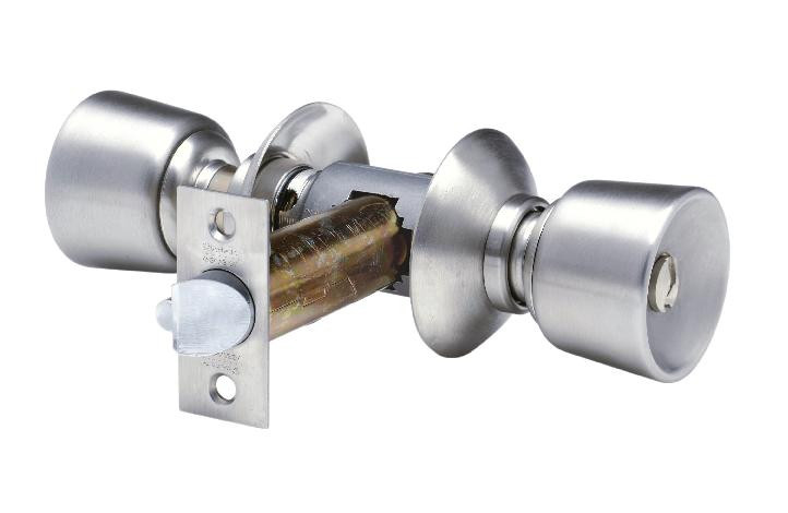 Serrure tubulaire bec de canne à condamnation V60 Acier inox Bouton Prestige VACHETTE 19402000