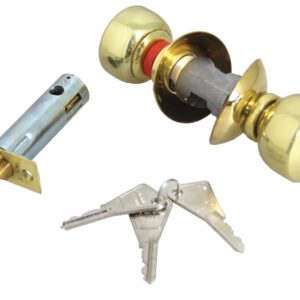 Serrure tubulaire N1 cylindre longueur 63,5 mm bouton standard laiton poli + 3 clés VACHETTE 19244000