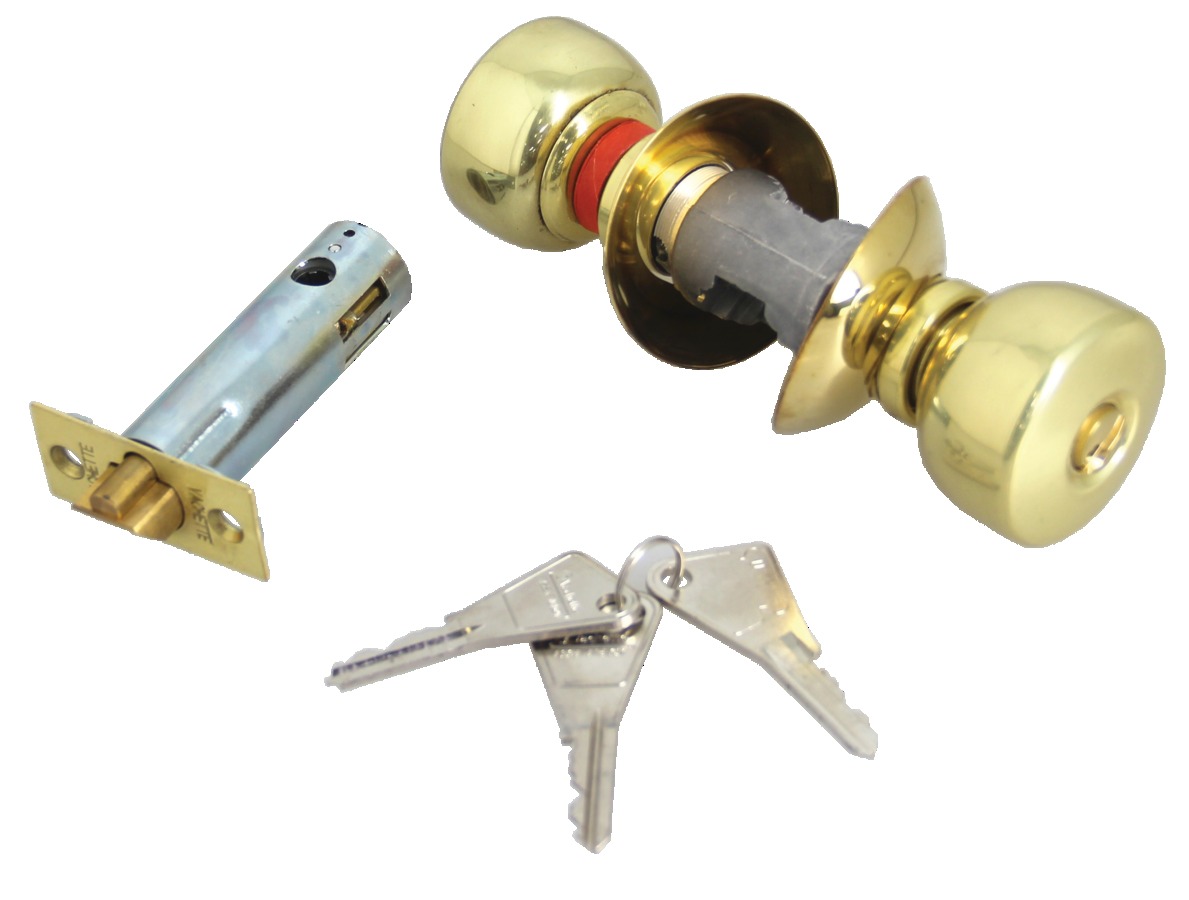 Serrure tubulaire N1 cylindre longueur 63,5 mm bouton standard laiton poli + 3 clés VACHETTE 19244000