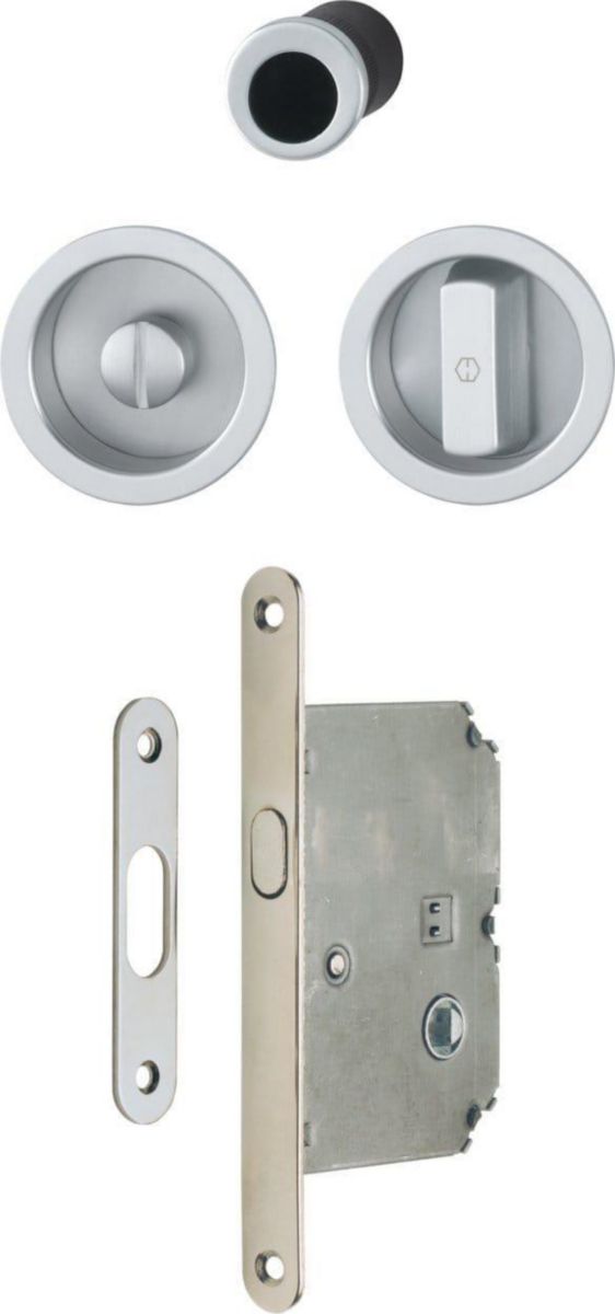 Set pour porte coulissante F94 chromé satiné à condamnation HOPPE 3948032