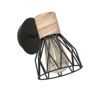 Applique, Nature Métal Noir / Bois Seynave Clayton 1 Lumière(S)