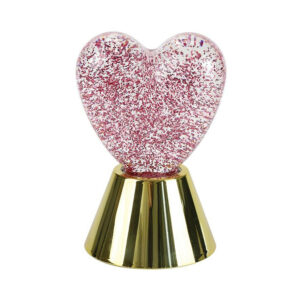 Lampe LED paillettes Dua, acier, rose/doré, H.16.5cm
