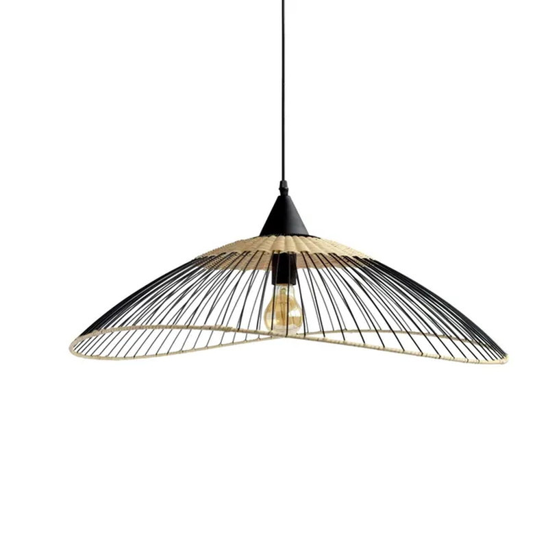 Suspension en rotin de couleur noir/naturel D.65 cm