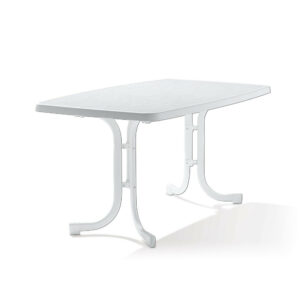 Table pliante Mecalit®-PRO 150 x 90 cm, plateau marbre blanc, pieds blanc