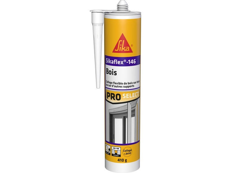 Mastic colle bois Sikaflex - 146 SIKA blanc, 410 g