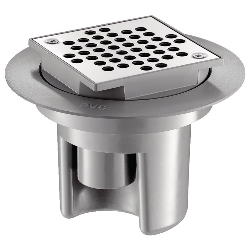Siphon de sol 100x100 hauteur réglable sortie horizontale D40 DELABIE 682001