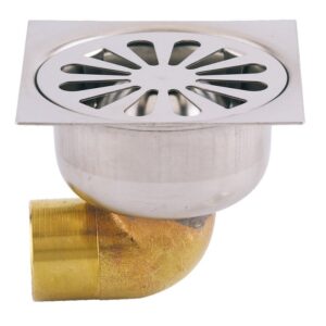 Siphon de sol grille inox sortie horizontale 100 x 100 mm D90 mm VALENTIN 00 460100 000 00