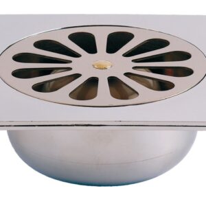 Siphon de sol pour douche ABS chromée 140 x 140 mm avec grille VALENTIN 00 462300 000 00