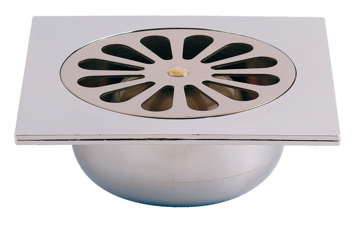 Siphon de sol pour douche ABS chromée 140 x 140 mm avec grille VALENTIN 00 462300 000 00