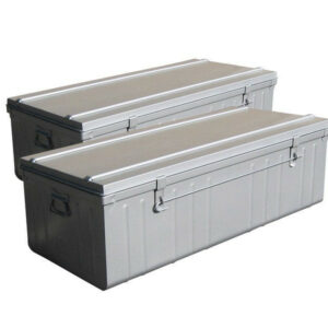 Lot de 2 cantines SNOR, 90 et 100 cm, peinture aluminium