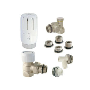 Kit thermostatique T301 équerre universel complet en laiton blanc