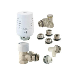Kit thermostatique T302 équerre universel complet en laiton blanc