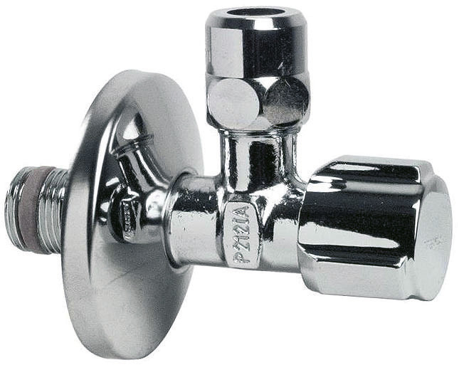 Robinet d'arrêt à visser laiton M 12 x 17 pour tube en cuivre+ rosace