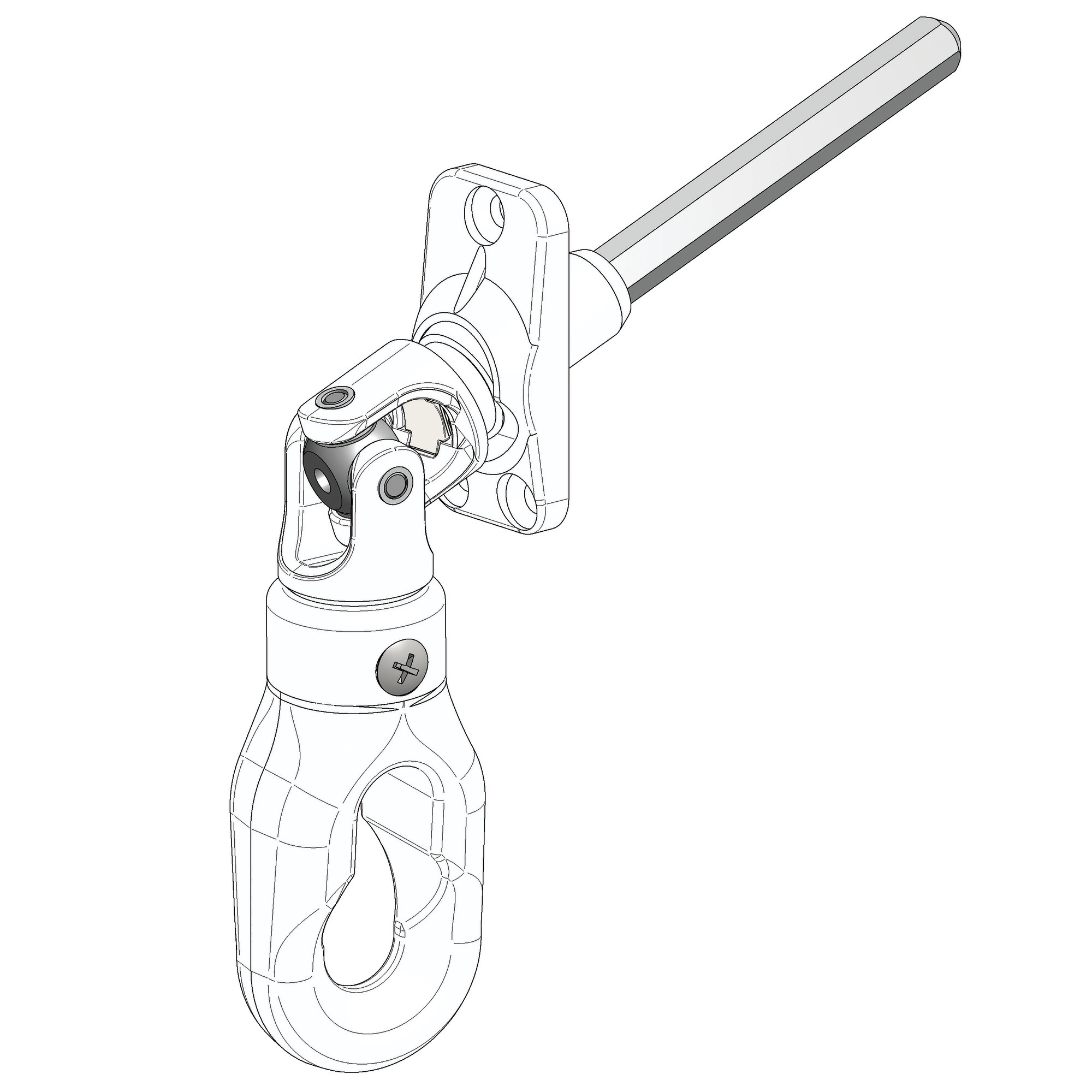 Sortie de caisson 30° à anneau platine en nylon 22 x 45 mm tige d'entrainement hexagonale 7 x 320 mm ASS CHERUBINI 80017037OC16