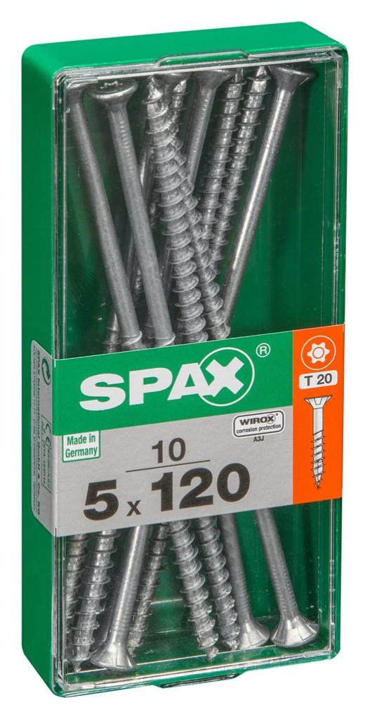 Lot de 10 vis acier tête autofraisée plate SPAX, Diam.5 mm x L.120 mm