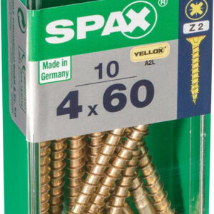 Lot de 10 vis acier tête fraisée pozidriv SPAX, Diam.4 mm x L.60 mm