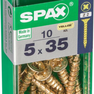 Lot de 10 vis acier tête fraisée pozidriv SPAX, Diam.5 mm x L.35 mm
