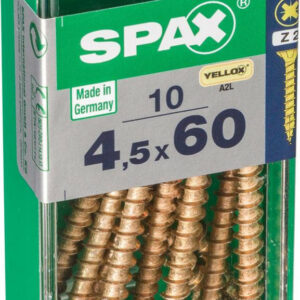 Lot de 10 vis acier tête fraisée SPAX, Diam.4.5 mm x L.60 mm