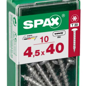 Lot de 10 vis acier tête ronde pozidriv SPAX, Diam.4.5 mm x L.40 mm