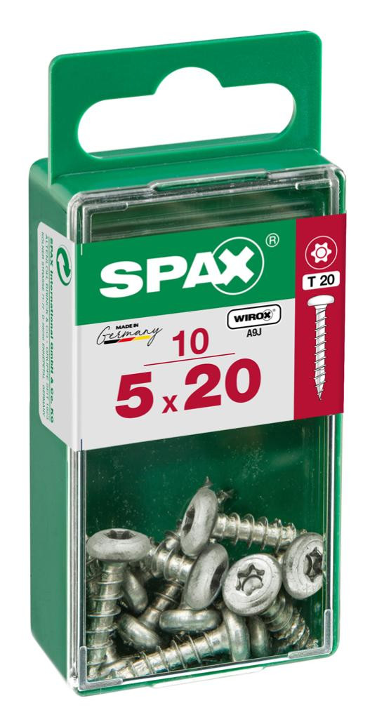 Lot de 10 vis acier tête ronde torx SPAX, Diam.5 mm x L.20 mm