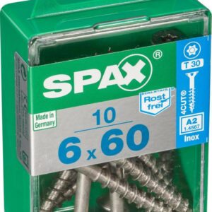 Lot de 10 vis inox tête fraisée torx SPAX, Diam.6 mm x L.60 mm