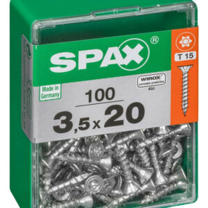 Lot de 100 vis acier tête autofraisée plate SPAX, Diam.3.5 mm x L.20 mm