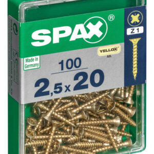 Lot de 100 vis acier tête fraisée pozidriv SPAX, Diam.2.5 mm x L.20 mm
