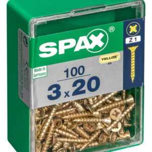 Lot de 100 vis acier tête fraisée pozidriv SPAX, Diam.3 mm x L.20 mm