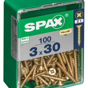 Lot de 100 vis acier tête fraisée pozidriv SPAX, Diam.3 mm x L.30 mm