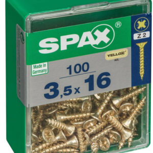 Lot de 100 vis acier tête fraisée pozidriv SPAX, Diam.3.5 mm x L.16 mm