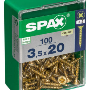 Lot de 100 vis acier tête fraisée pozidriv SPAX, Diam.3.5 mm x L.20 mm