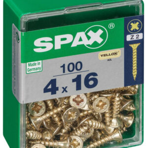 Lot de 100 vis acier tête fraisée pozidriv SPAX, Diam.4 mm x L.16 mm