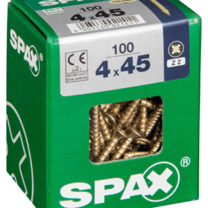 Lot de 100 vis acier tête fraisée pozidriv SPAX, Diam.4 mm x L.45 mm